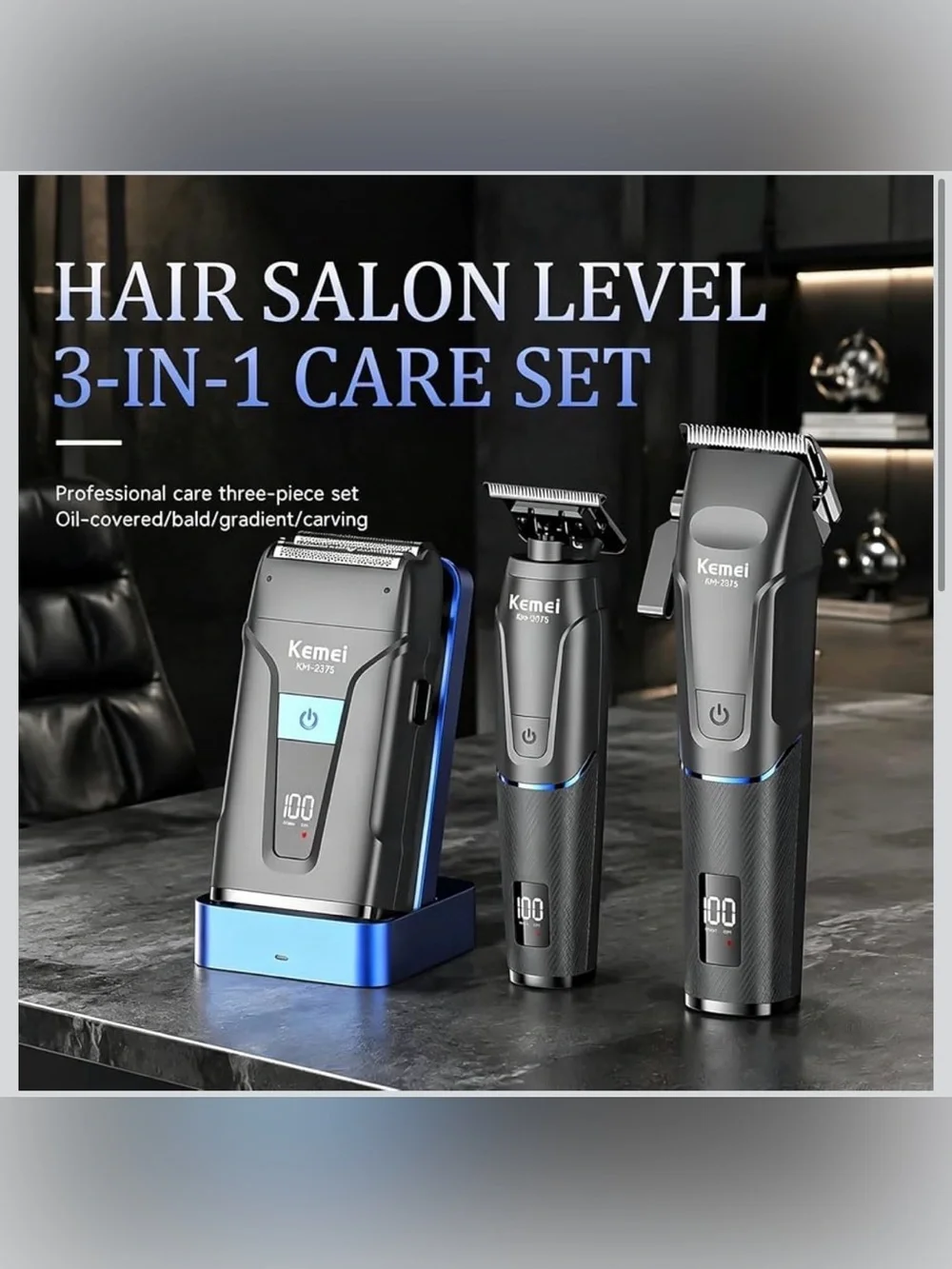 Kemei Hair Clippers for Men – Cordless Trimmer Set